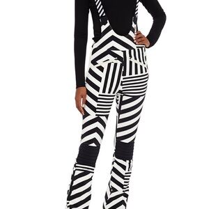 Perfect Moment Black and White Striped Flare Jumpsuit